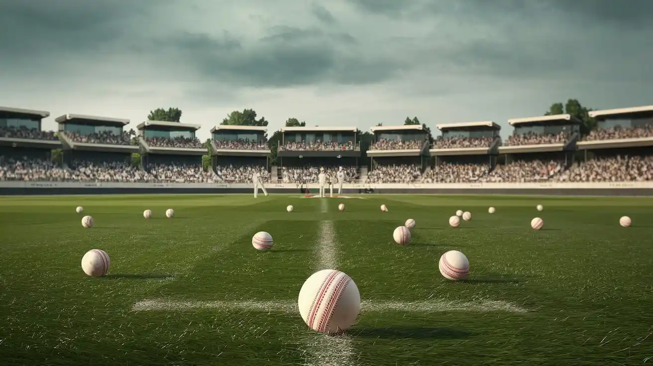 Ball on a cricket field